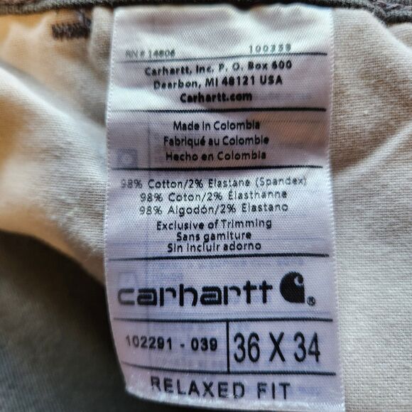 Carhartt Relaxed Fit Gray Pants Men's Size 36 x 34 Cotton Elastane - Picture 10 of 13